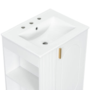 Classic Retro Bathroom Vanity With Sink, Door Shelf, Side Open Storage Frame