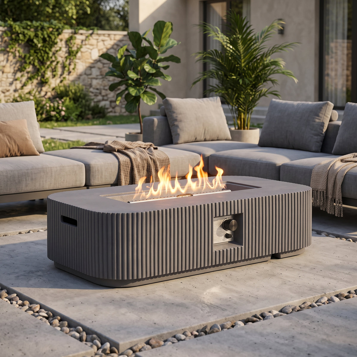 Outdoor 48.2" Rectangular MgO Fire Pit
