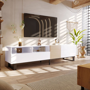TV Stand for 80" TV With Double Storage Space