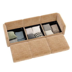 Stylish Sofa With Storage Seat And Cylindrical Backrest