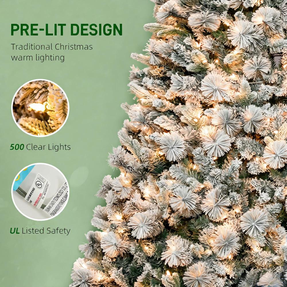Flocked Artificial Christmas Tree with Clear Lights