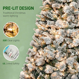 Flocked Artificial Christmas Tree with Clear Lights