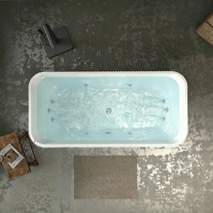 67" Rectangle Linear Acrylic Massage Whirlpool Freestanding Bathtub