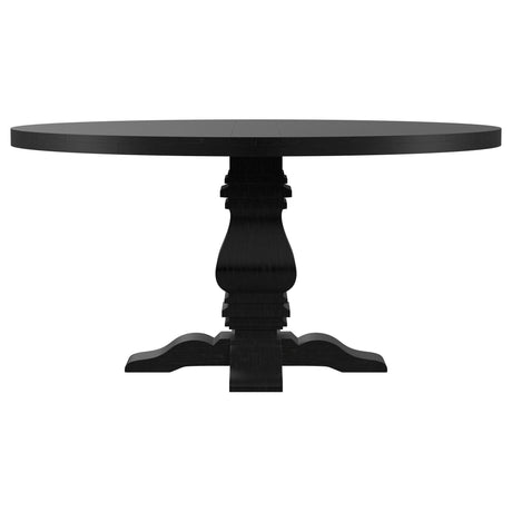 Allende - Round Dining Pedestal Table With Carved Base - Black