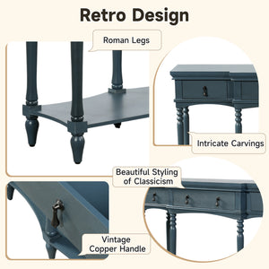 Traditional Retro Console Table with 3 Soft-Close Drawers & Bottom Shelf