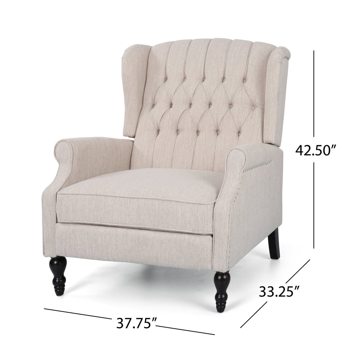 Push Back Recliner Chair Fabric Lounge Armchair