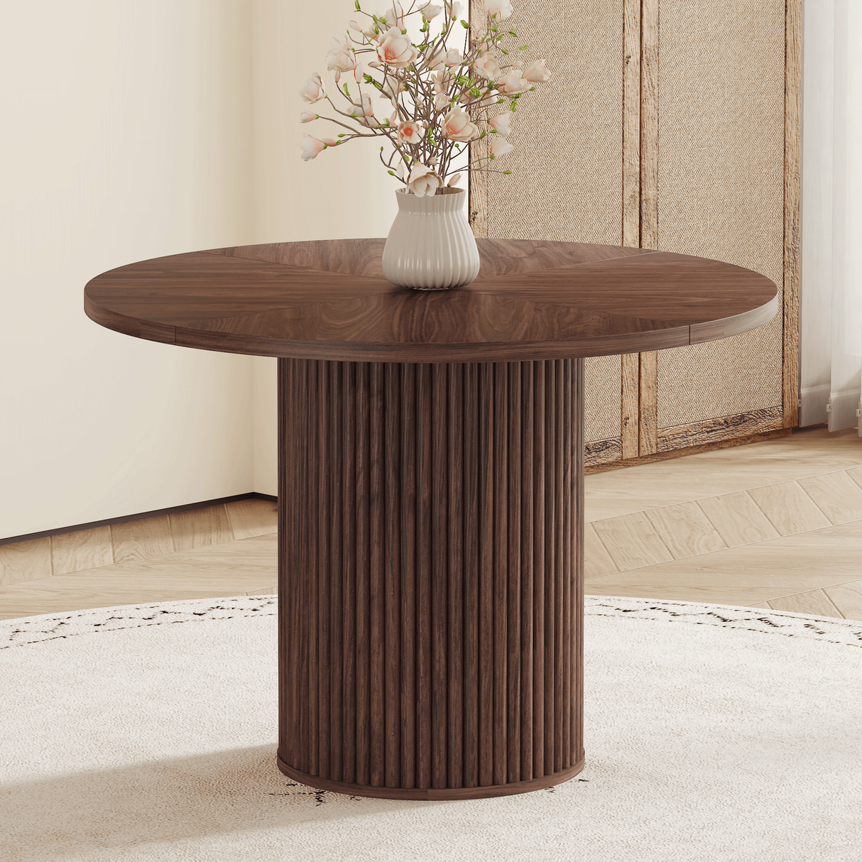Modern Spliced Circular Dining Table With 42 Inch Diameter