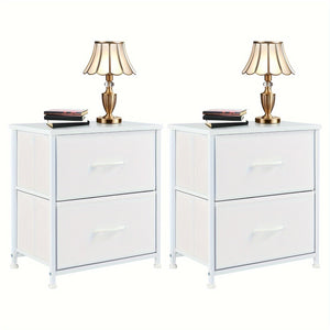 Set of 2 Nightstands with Drawers, Small End Tables with Storage for Bedroom & Office