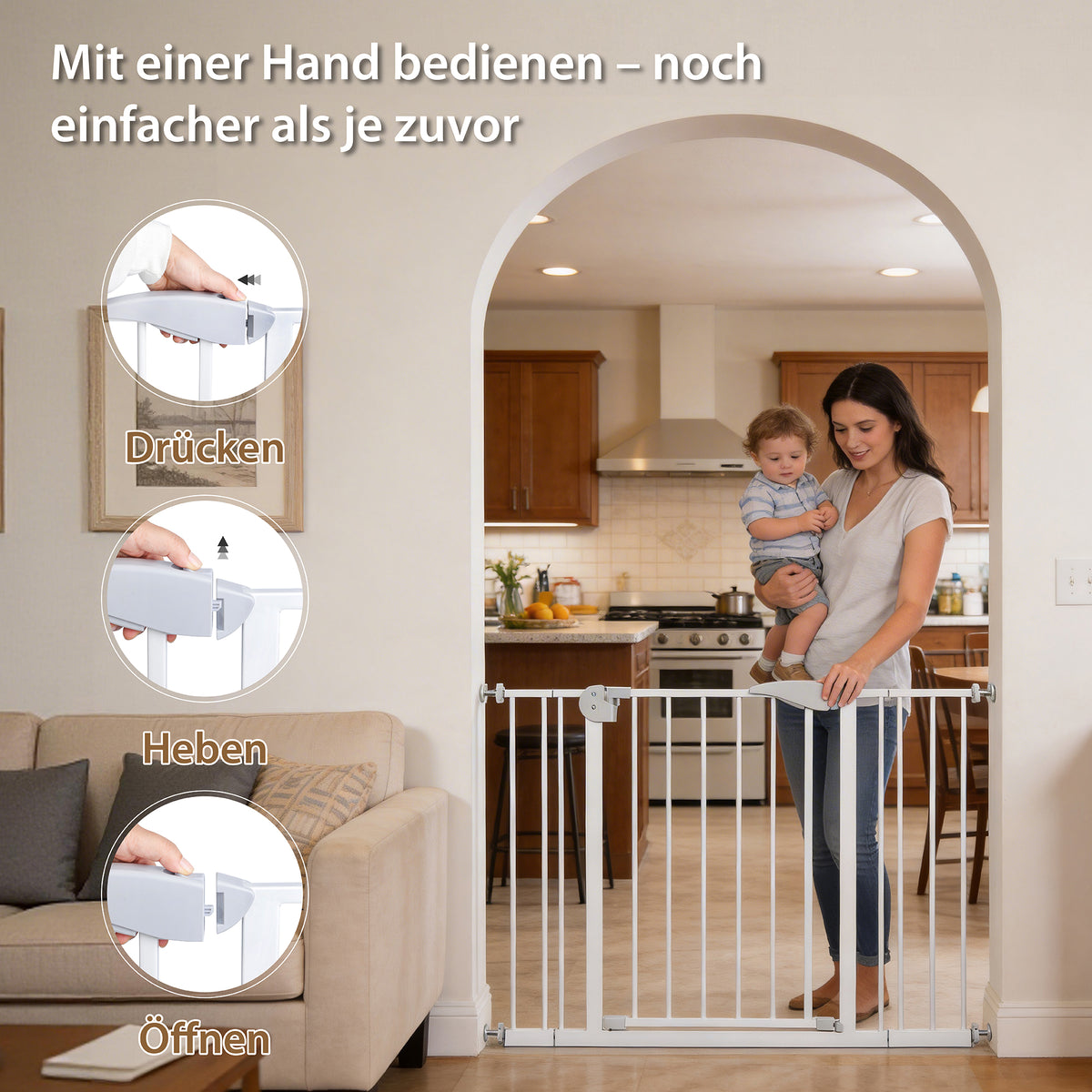 Double Door Baby Safe Gate for Stairs & Doorways