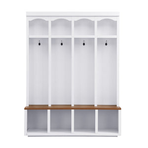Entryway Hall Tree With Bench, 4 Hooks & Open Storage Space