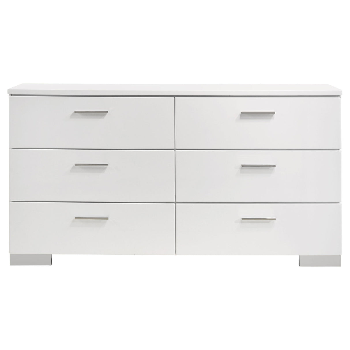 Dulcey - 6 Drawer Dresser With Accents, Bedroom Storage - Gloss White