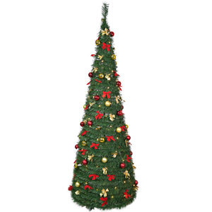 7FT Pop Up Christmas Tree, Pre-Decorated Artificial Tree