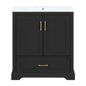 Bathroom Vanity With Sink, 1 Divided Drawer And 2 Soft Close Doors With Double Shelf