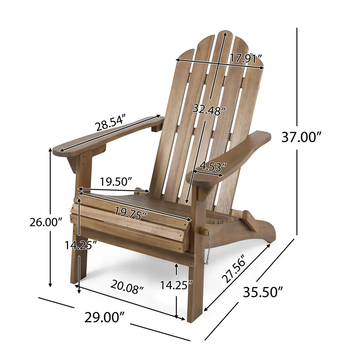 Aurascape - Outdoor Acacia Wood Foldable Adirondack Chair - Best Buy Furniture