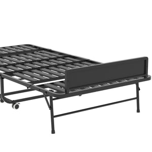 Twin Wide Folding Bed For Tall People, Extra Long & Wide Rollaway With Memory Foam, Heavy-Duty Capacity Guest, Spacious Portable Cot - Black