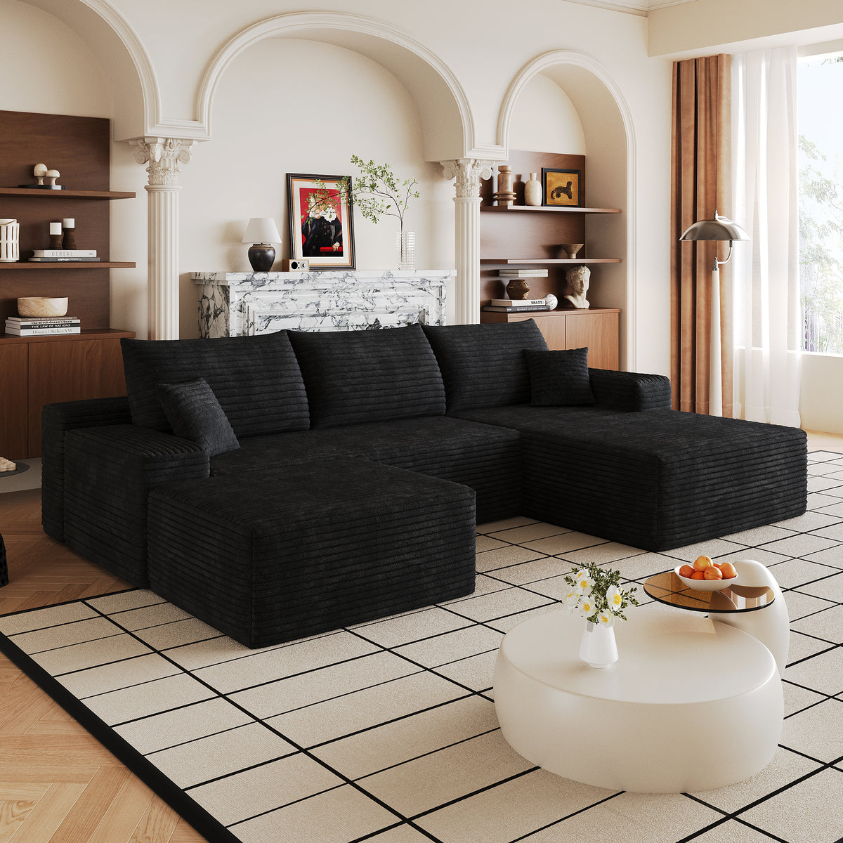 107" Cloud Sectional Sofa with Ottoman