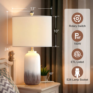 23" Modern Ceramic Table Lamp, Brown, Set of 2