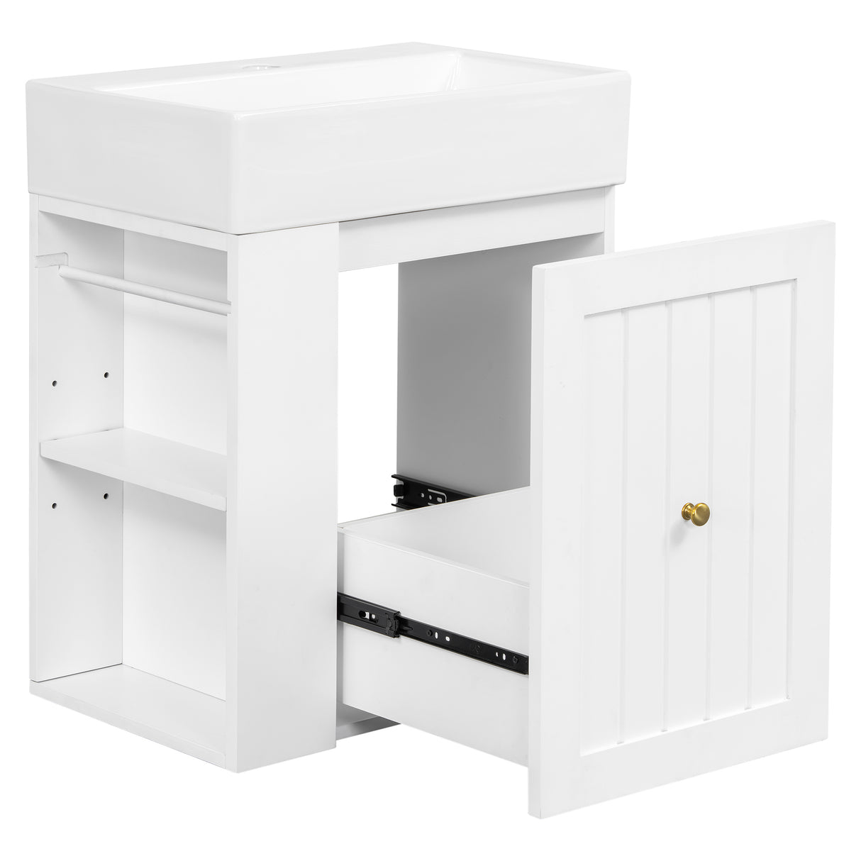 20-Inch Bathroom Vanity with Ceramic Sink and Storage Cabinet