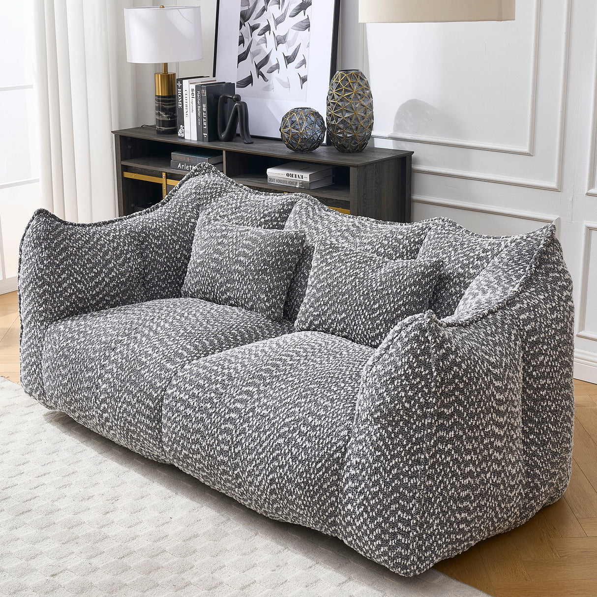 Comfortable Dual Beanbag Chair With High Resilience Foam Core For 2 People