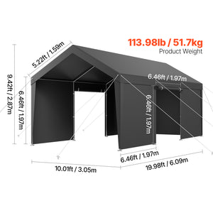 Carport Car Canopy 12x20FT Heavy Duty Outdoor Car Shelter with Sidewalls