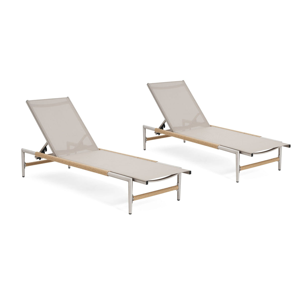 Hargrove - Outdoor Patio Aluminum Chaise Lounge (Set of 2) - Natural / Silver - Best Buy Furniture