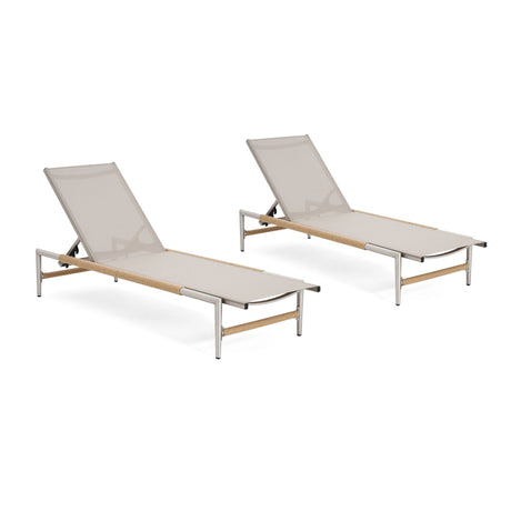Hargrove - Outdoor Patio Aluminum Chaise Lounge (Set of 2) - Natural / Silver - Best Buy Furniture