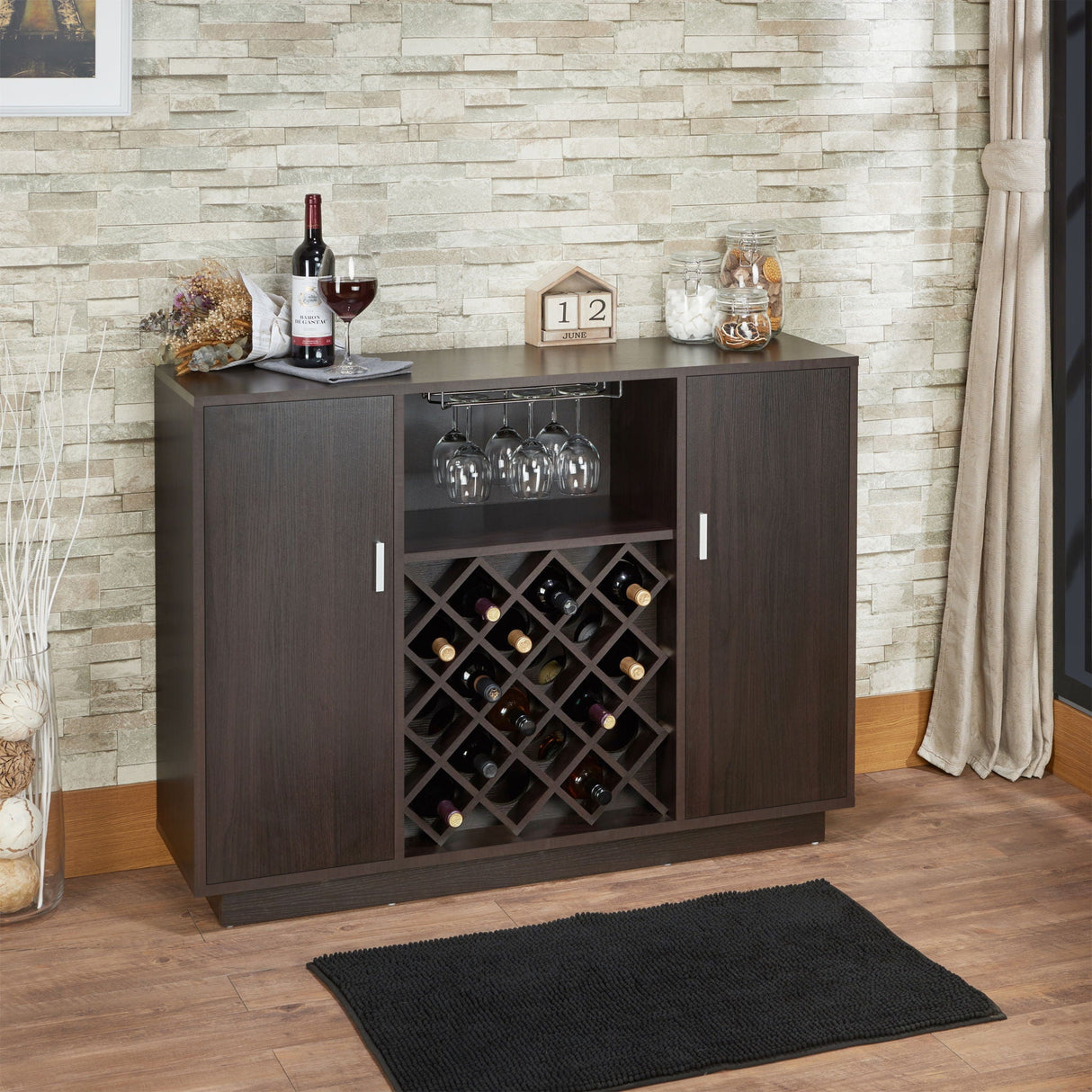 Hazen - Wine Cabinet - Espresso - Best Buy Furniture