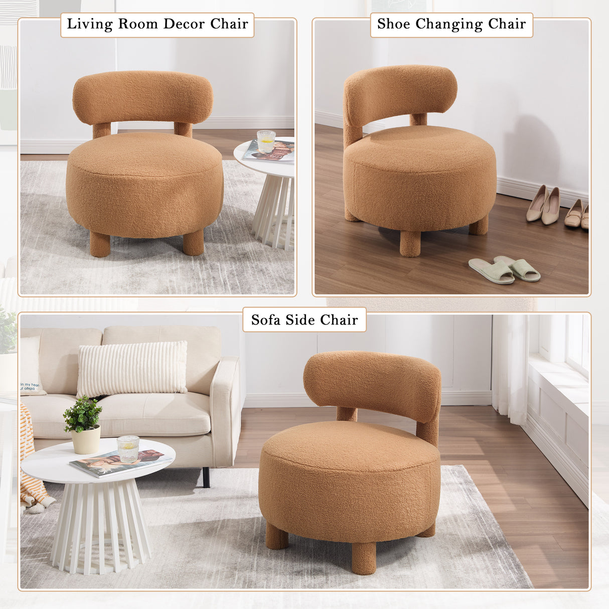 Teddy Fabric Armless Accent Chair