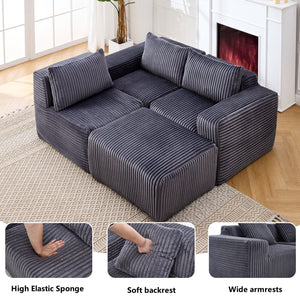 L-Shape Modern Minimalist Modular Sectional Sofa with Deep Seats