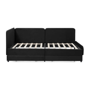 Upholstered Platform Bed Frame With 2 Storage Drawers And Adjustable Sofa Bed
