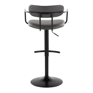 Demi - Contemporary Adjustable Height Barstool With Swivel With Rounded T Footrest (Set of 2)