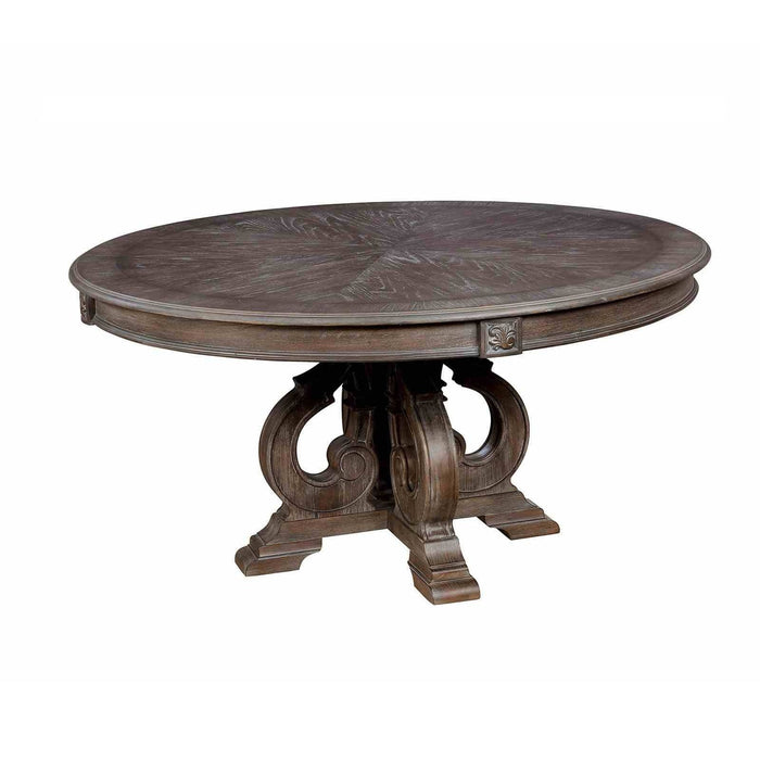 Elegant Round Dining Set with Upholstered Chairs - Dark Brown or White