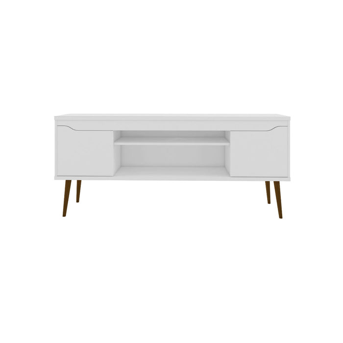Bradley Modern TV Stand with Concealed Storage and Wire Management - White or Dark Brown