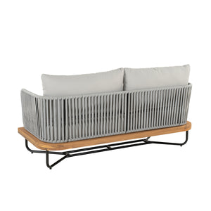 Lucca Outdoor 4-Piece Acacia Wood and Rope Woven Patio Conversation Set