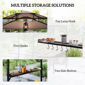 Outdoor Grill Gazebo 8' x 5' Gazebo Shelter with Side Awning