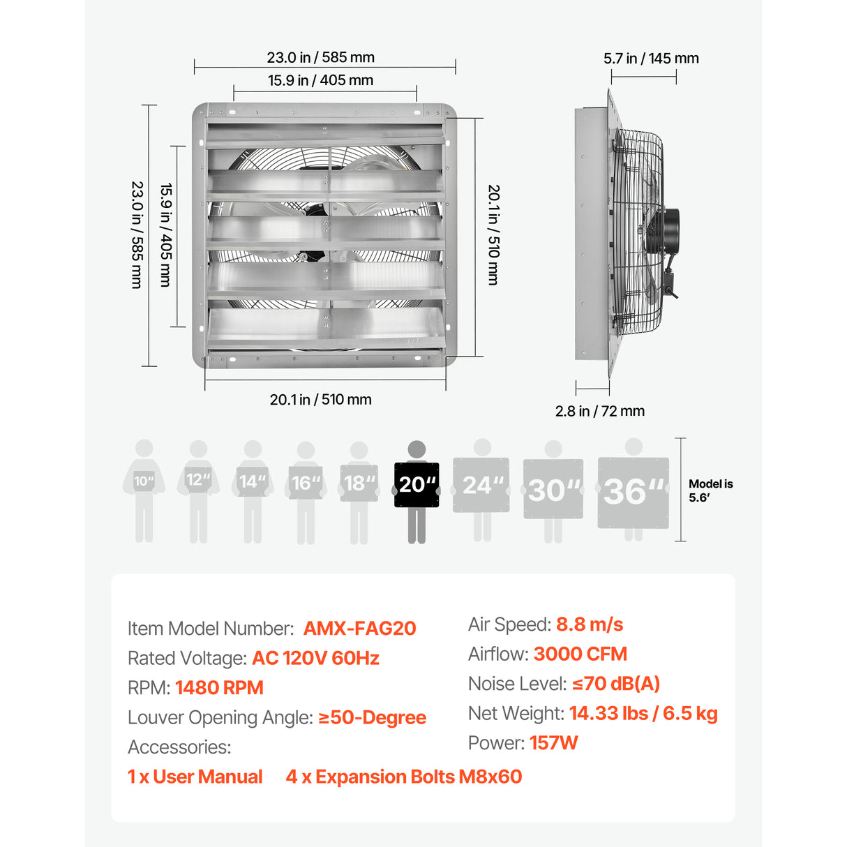 20-Inch Shutter Exhaust Fan