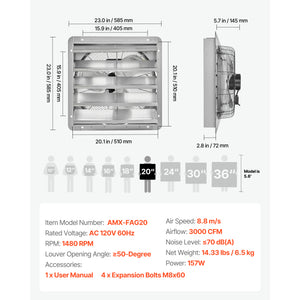 20-Inch Shutter Exhaust Fan