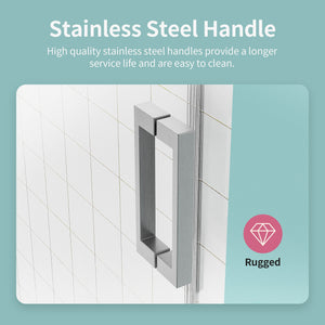 Frameless Single Sliding Soft Close Shower Doors, 3 / 8" Tempered Glass Reversible Installatio