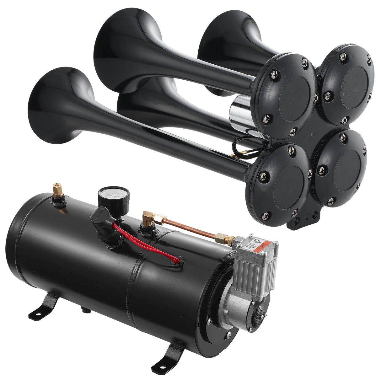 Train Horns Kit, 4 Trumpet Air Horn Kit, 150dB for Pickup Trucks