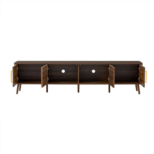 TV Stand For TVs Up To 85" With Fluted Door, Cable Management, Soft-Closing Hinges - Walnut