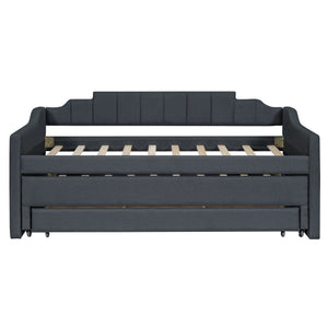 Upholstered Simple Design Daybed With Trundle And 3 Drawers