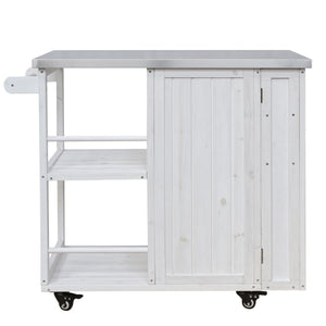 Outdoor Kitchen Island Prep Station With Lockable Wheels, Ample Storage, Towel & Spice Racks