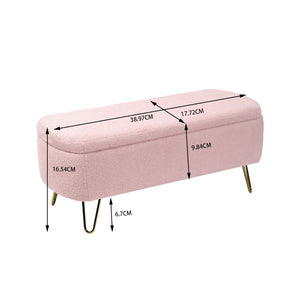 Storage Ottoman Bench For End Of Bed Legs, Modern Camel Faux Fur Entryway Bench Upholstered Padded With Storage For Living Room Bedroom