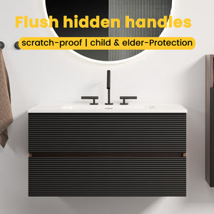 Gloria 36" Wall Mounted Soft Black Bathroom Vanity