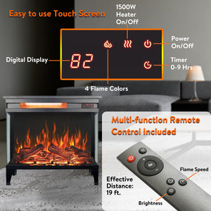 24 Inch Three-Sided Glass Electric Fireplace