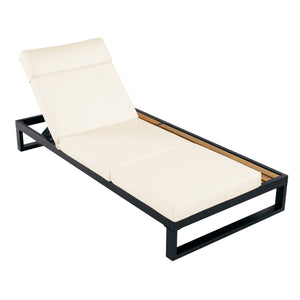 Black Iron & Teak Finish Chaise Lounge Set