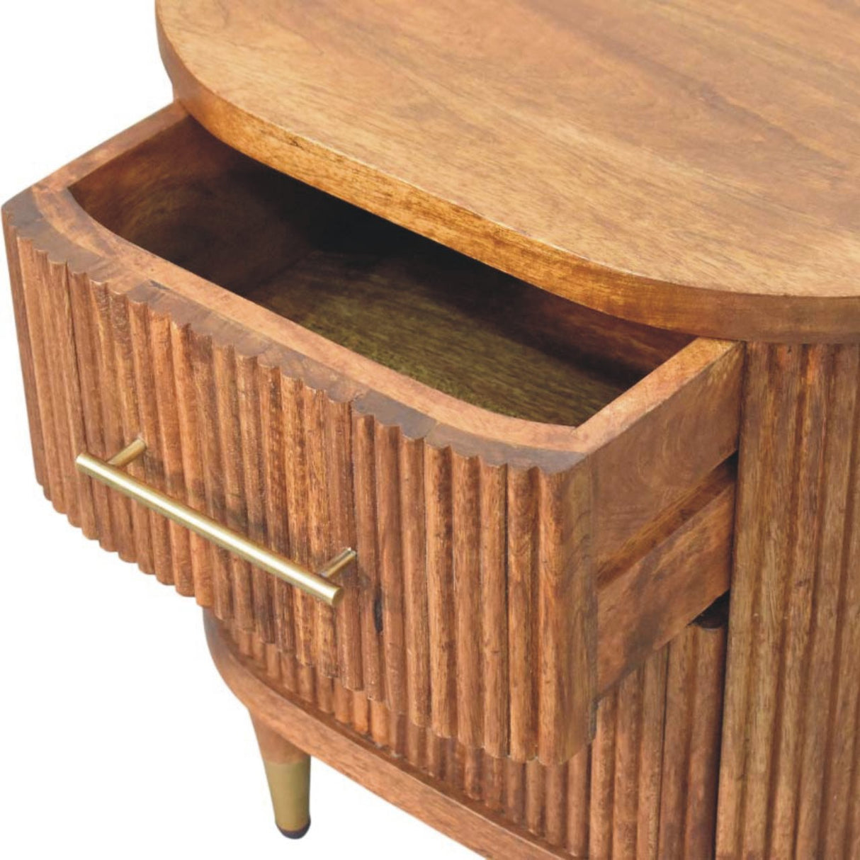 Solid Wood Ribbed Bedside Table