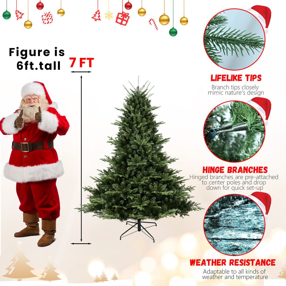 Full-Shaped 8FT Christmas Tree with 2673 Tips