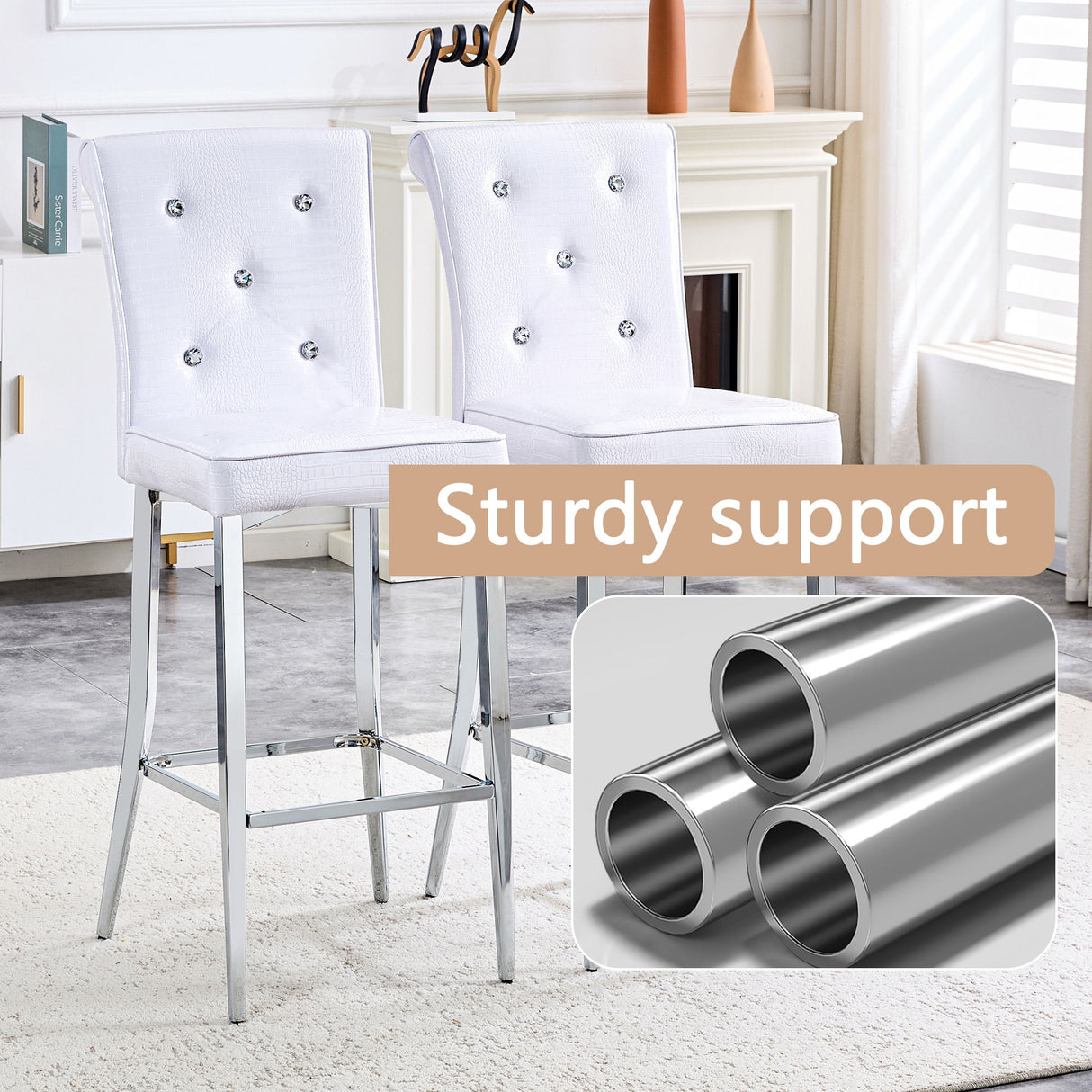 Bar Chairs & Crystal Clasp Design (Set of 2)