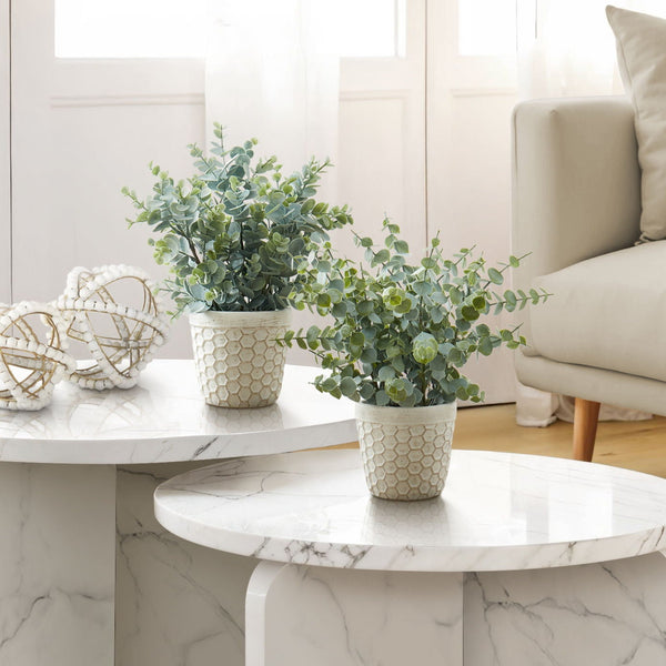 13" Tall, Artificial Plant, Eucalyptus Grass, Indoor, Faux, Fake, Table, Greenery, Potted, Decorative (Set of 2) - Green / White - Best Buy Furniture